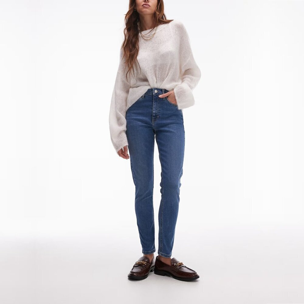 2/$30 Topshop Jamie Jeans High Rise Skinny Mid Blue W25 #9295